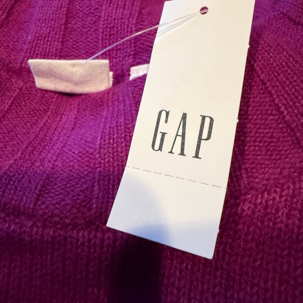 NWT GAP Vibrant Purple Ribbed Mock Neck Like Sweater SZ L - Picture 3 of 11